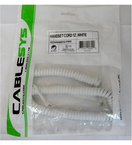 GCHA444012-FWH / 12' WHITE Handset Cord