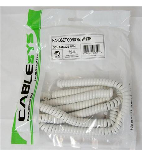 GCHA444025-FWH 25' WHITE Handset Cord