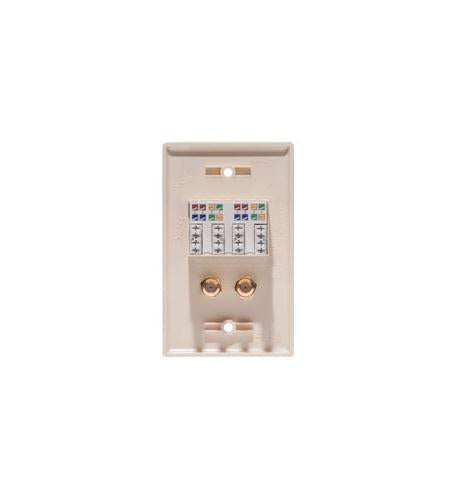 FACEPLATE, IDC, 2 DATA, 2 F-TYPE ALMOND