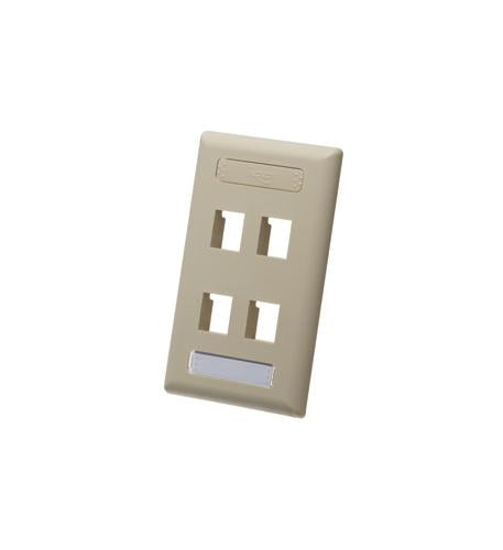 FACEPLATE, ID, 1-GANG, 4-PORT, IVORY
