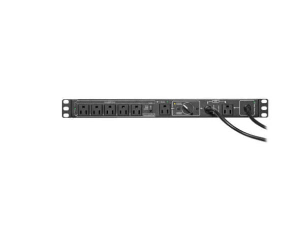 Eaton Tripp Lite Series 100-125V 12A Single-Phase Hot-Swap PDU with Manual Bypass - 6 NEMA 5-15R Outlets, 2 5-15P Inputs, 1U Rack/Wall