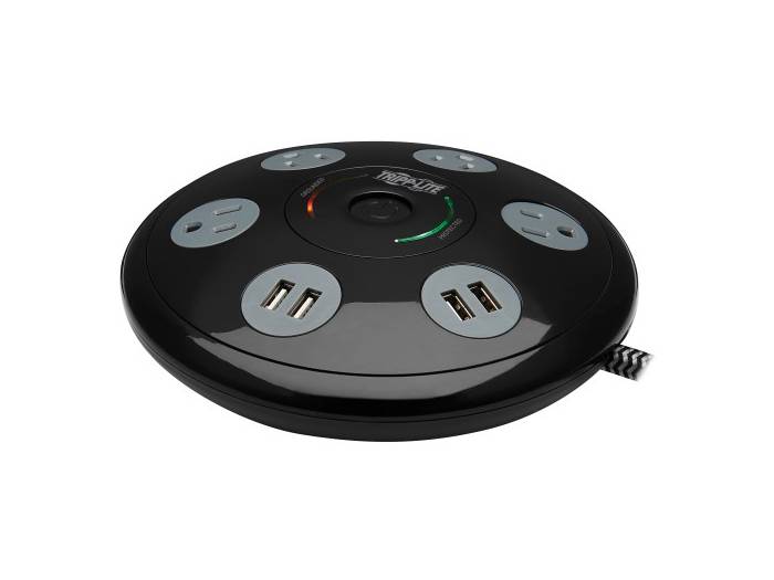 Eaton Tripp Lite Series Conference Power Surge Protector - 4 NEMA 5-15R Outlets, 4 USB-A Ports, 6-ft. (1.83 m) Cord, Black