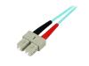 1m (3ft) LC/UPC to SC/UPC OM3 Multimode Fiber Optic Cable, Full Duplex 50/125m Zipcord Fiber Cable, 100G, Low Insertion Loss, LSZH Fiber Jumper Cord