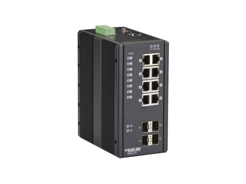 Gigabit Ethernet (1000-Mbps) Extreme Temperature Managed PoE+ Switch - (8) 10/100/1000-Mbps Copper RJ45, (4) 100/1000-Mbps SFP