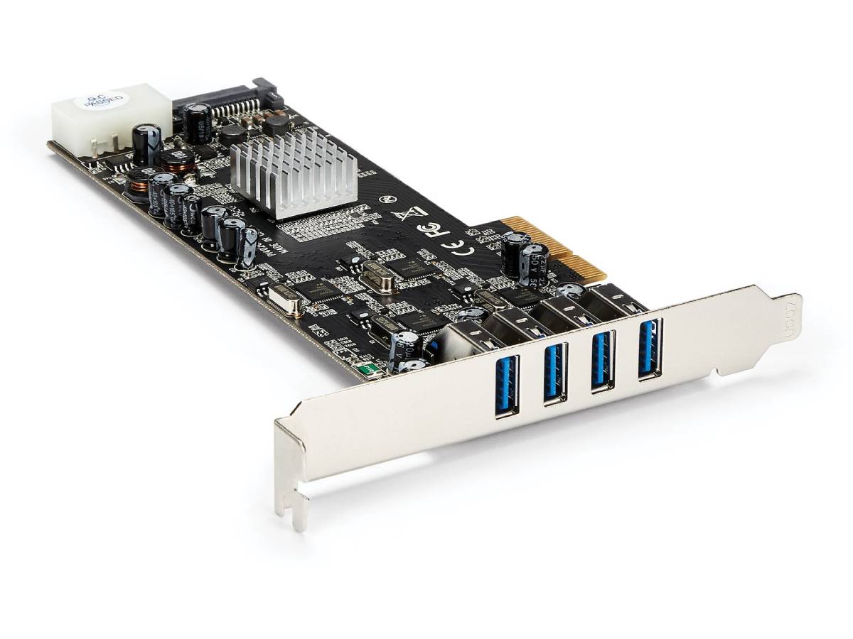 StarTech.com 4 Port USB 3.0 PCIe Card w/ 4 Dedicated Channels - UASP - USB 3.0 PCI Express Card Adapter - USB adapter - PCIe x4 - USB 3.0 x 4