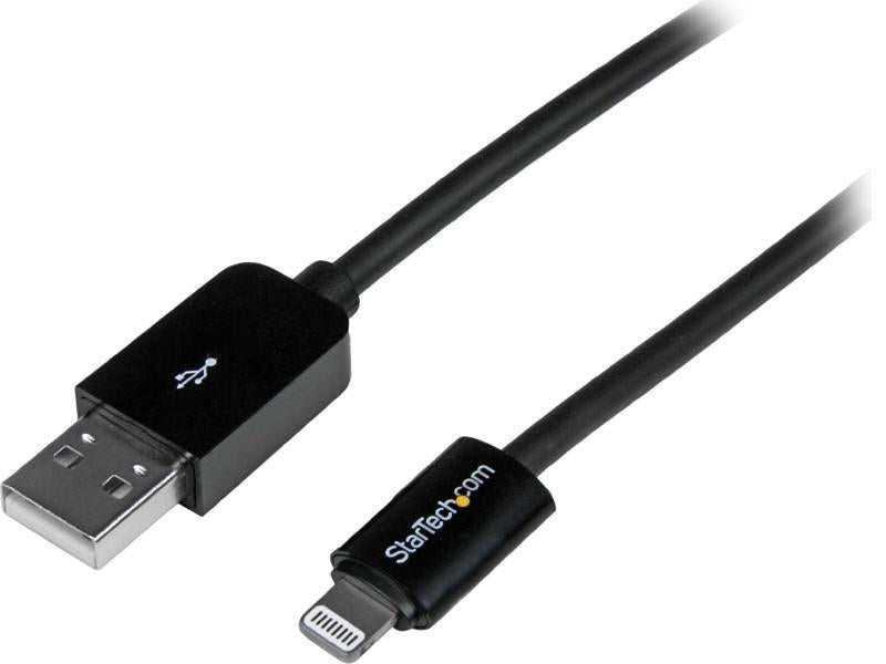 StarTech.com 1m (3ft) Black Apple 8-pin Lightning Connector to USB Cable for iPhone / iPod / iPad - Charge and Sync Cable - 1 meter (USBLT1MB) - Lightning cable - Lightning / USB - 3.3 ft