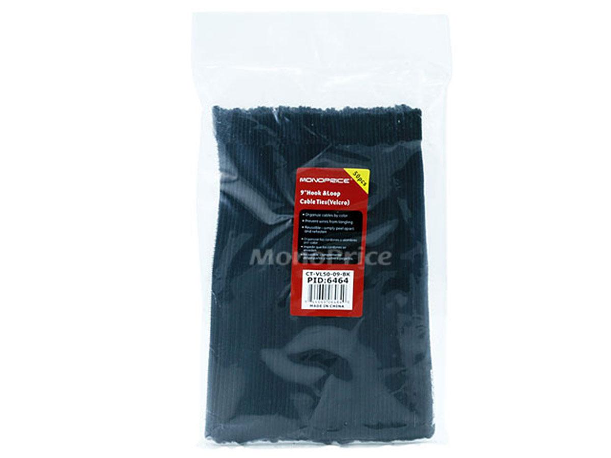 HOOK&LOOP CABLE TIES,9IN 50PACK BLACK