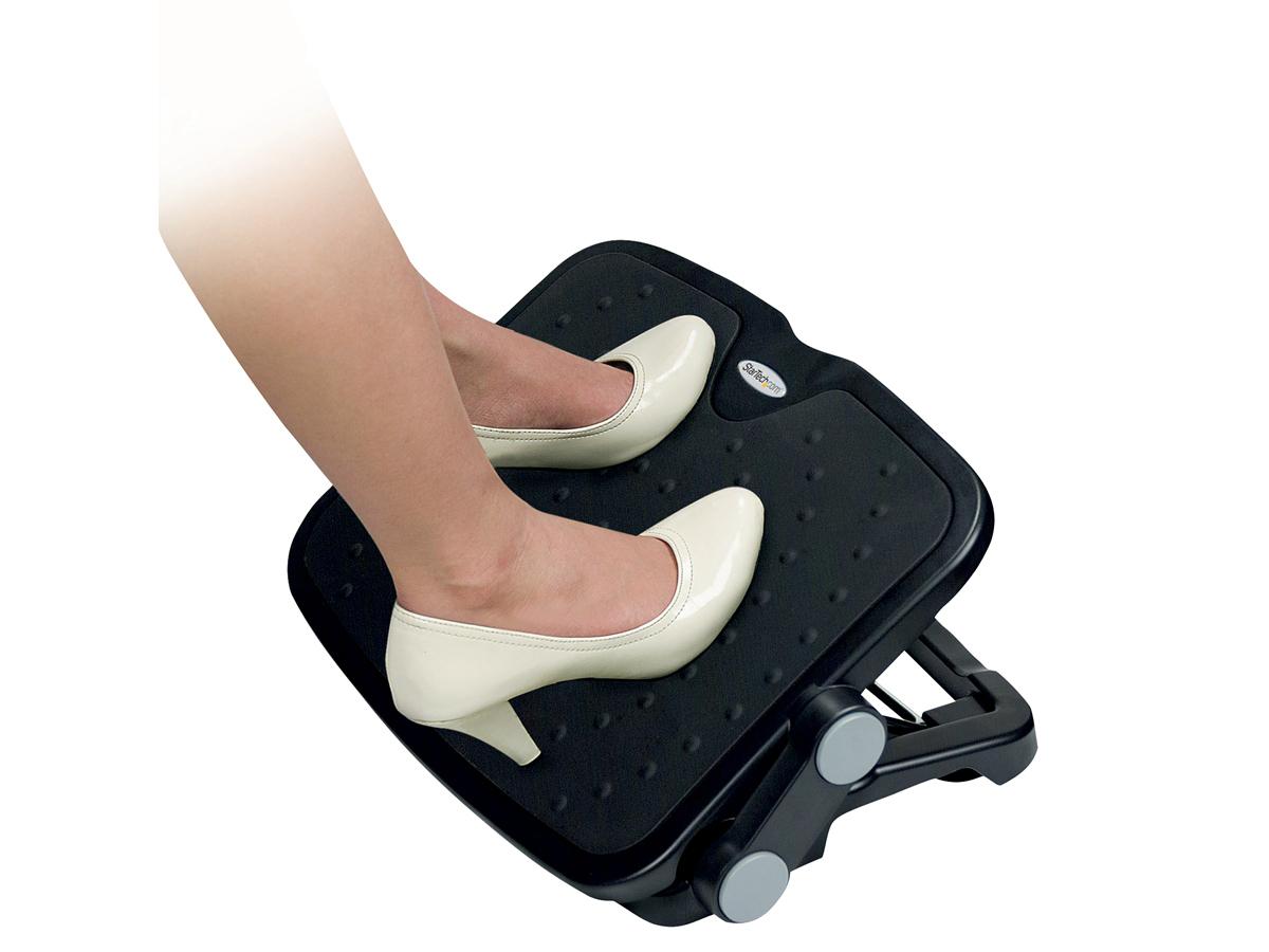 StarTech.com Under Desk Foot Rest - 18in x 14in - Adjustable Height and Angle - Foot Stool - Footrest for Desk - Office Foot Rest (FTRST1) - footrest - black