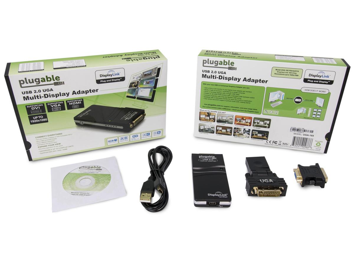 Plugable USB 2.0 to DVI/VGA/HDMI Video Graphics Adapter for Multiple Monitors up to 1920x1080 Supports Windows 11, 10, 8.1, 7, XP