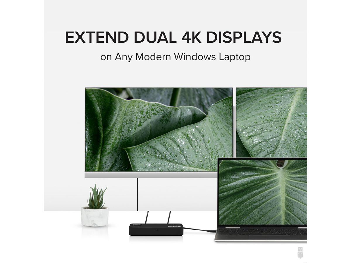 Plugable 4K DisplayPort and HDMI Dual Monitor Adapter for USB 3.0 and USB-C, Compatible with Windows and Mac - TAA