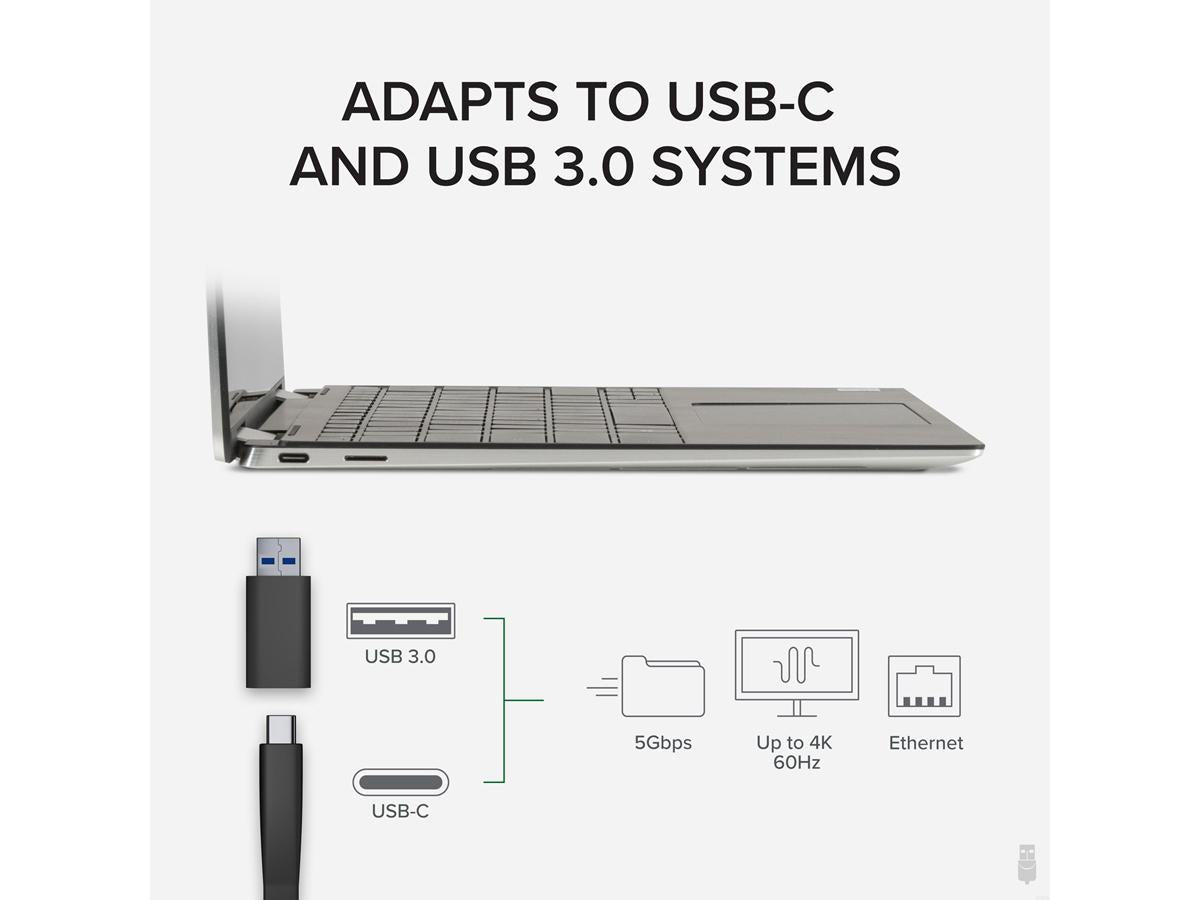 Plugable 4K DisplayPort and HDMI Dual Monitor Adapter with Ethernet for USB 3.0 and USB-C, Compatible with Windows and Mac - TAA