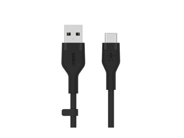 USB-A TO USB-C, SILICONE, 2M, BLK