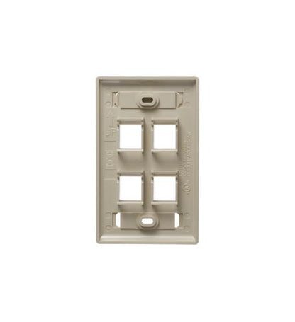 FACEPLATE, ID, 1-GANG, 4-PORT, IVORY