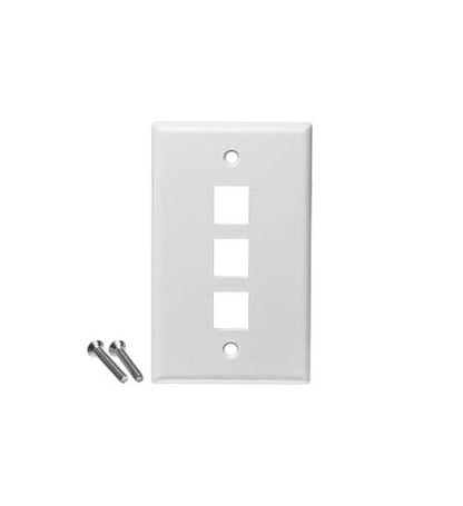 FACEPLATE, FLAT,1-GANG,3-PORT, 25PK, WH