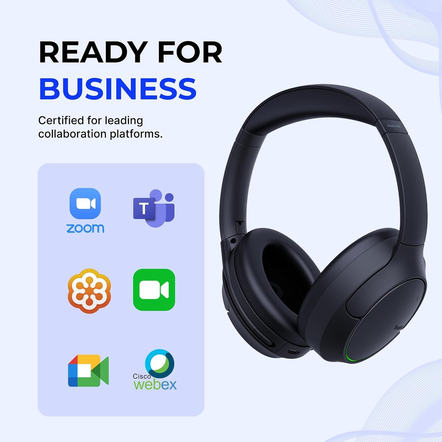 Yealink BH78 Bluetooth Headset Noise Cancelling with Microphone, Over the Ear Headphones for Work Zoom/Microsoft Teams Certified, Adaptive ANC for Office Wireless Computer Headsets USB-C/A with Stand
