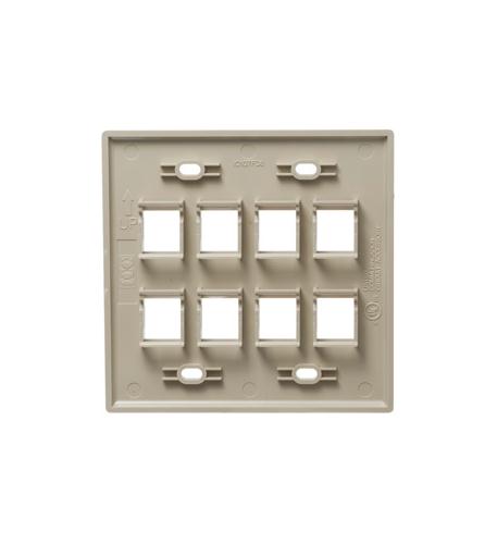 FACEPLATE, FLAT, 2-GANG, 8-PORT, IVORY