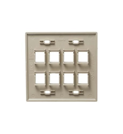 FACEPLATE, FLAT, 2-GANG, 8-PORT, IVORY