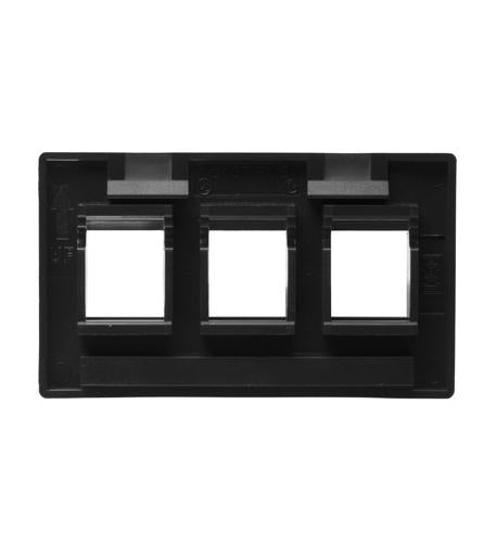FACEPLATE, FURNITURE, 3-PORT, BLACK