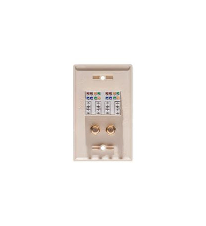 FACEPLATE, IDC, 2 DATA, 2 F-TYPE ALMOND