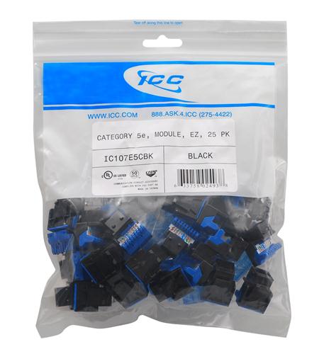 MODULE, CAT 5e, EZ, 25 PK, BLACK