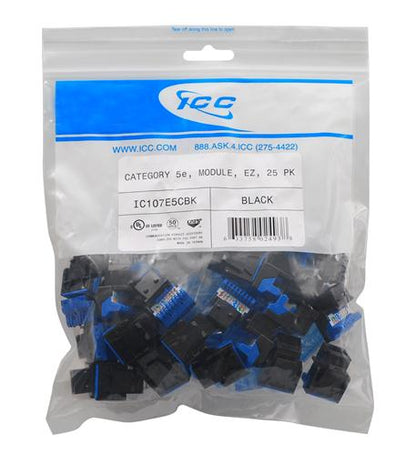 MODULE, CAT 5e, EZ, 25 PK, BLACK