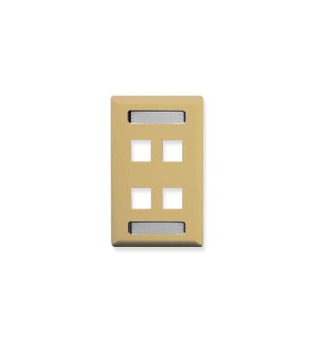 FACEPLATE, ID, 1-GANG, 4-PORT, IVORY
