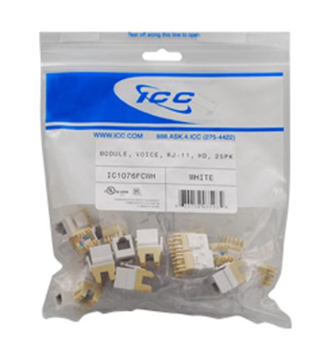 MODULE, VOICE, RJ-11, HD, 25PK, WH