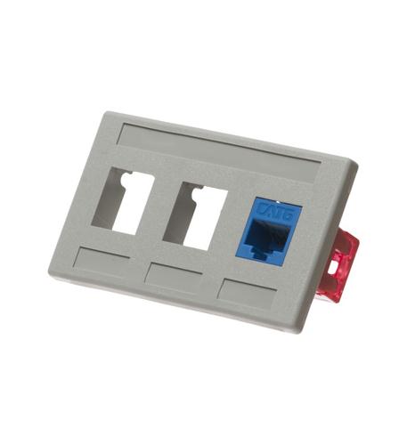 FACEPLATE, FURNITURE, 3-PORT, GRAY