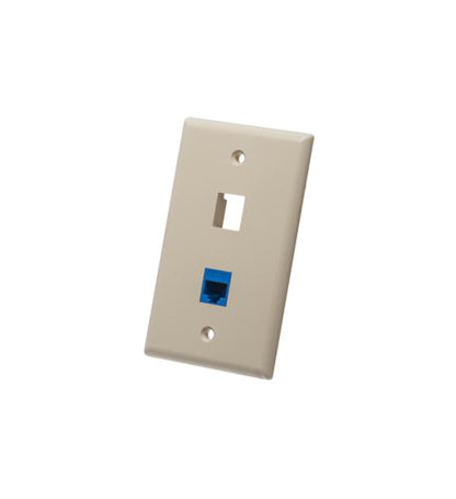 FACEPLATE, FLAT, 1-GANG, 2-PORT, IVORY