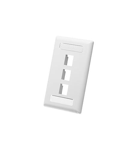 FACEPLATE, ID, 1-GANG, 3-PORT, WHITE