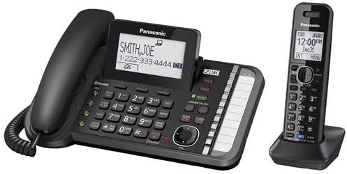 Panasonic 2-Line Corded/Cordless Phone System with 1 Handset - Answering Machine, Link2Cell, 3-Way Conference, Call Block, Long Range DECT 6.0, Bluetooth - KX-TG9581B (Black)