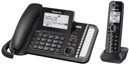 Panasonic 2-Line Corded/Cordless Phone System with 1 Handset - Answering Machine, Link2Cell, 3-Way Conference, Call Block, Long Range DECT 6.0, Bluetooth - KX-TG9581B (Black)