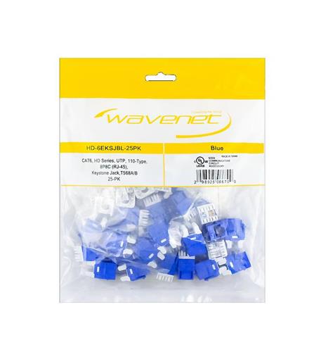 CAT6 HDJ SERIES JACK 25 PACK BLUE