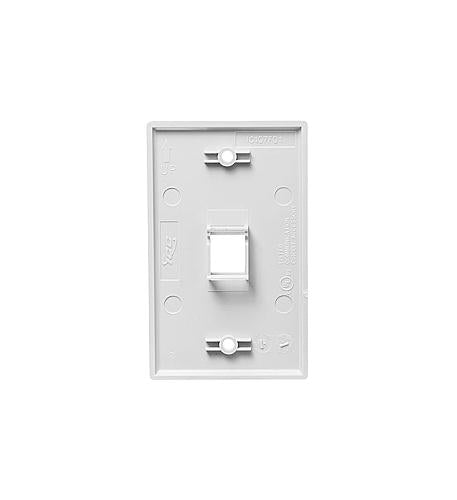 FACEPLATE, FLAT, 1-GANG, 1-PORT, WHITE