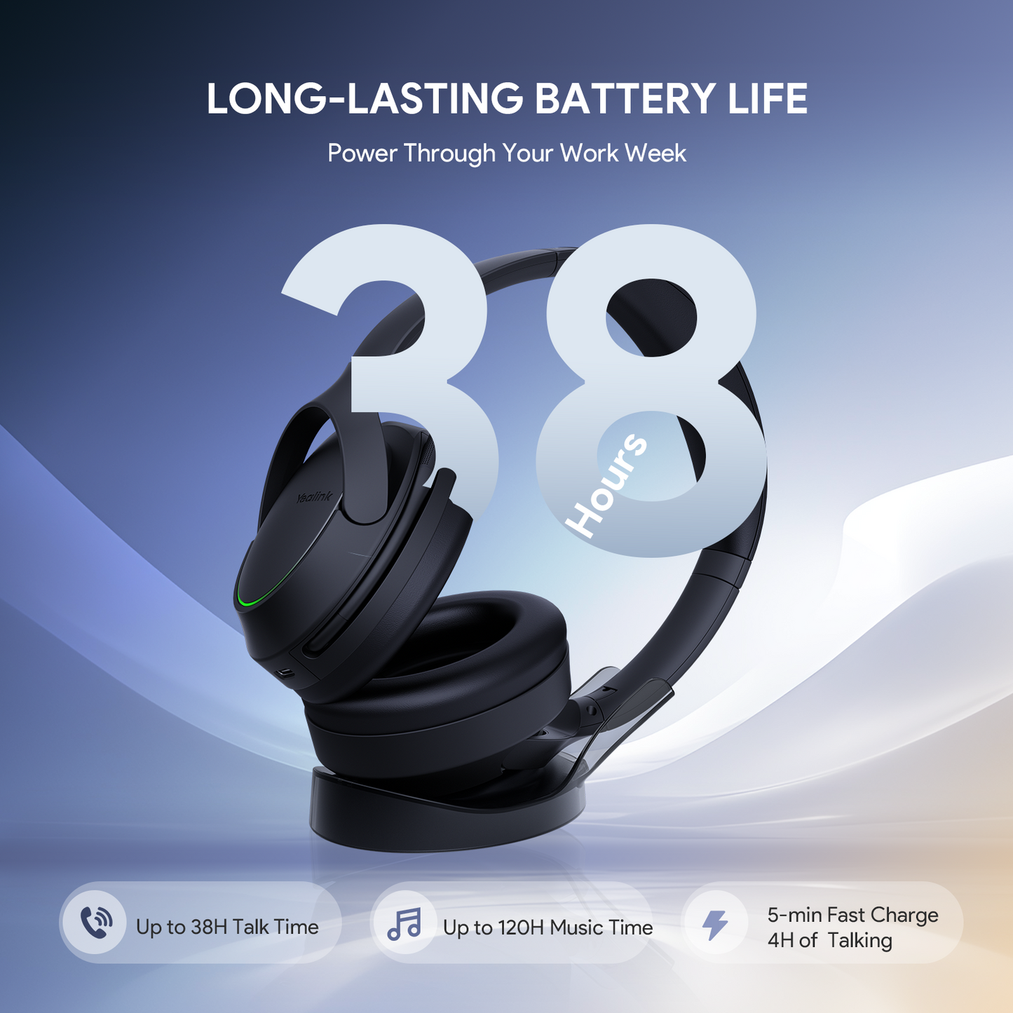 Yealink BH78 Wireless Bluetooth Headset with Charging Stand USB-C/A