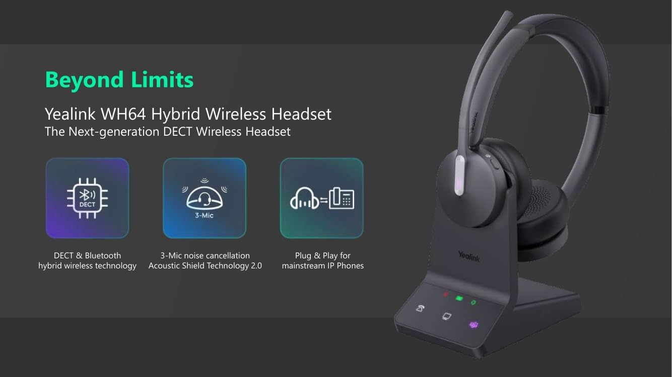 Yealink WH64 Dual UC DECT & Bluetooth Wireless Headset