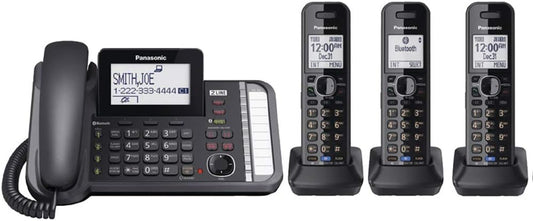 Panasonic KX-TG9582B + 1 KX-TGA950B 2-Line DECT 6.0 System 3-Way Conferencing Talking Caller ID Noise Reduction Corded/Cordless Combination Telephone