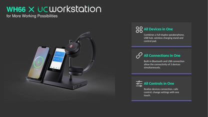 Yealink WH66 Dual UC Wireless DECT Headset with Touchscreen Workstation