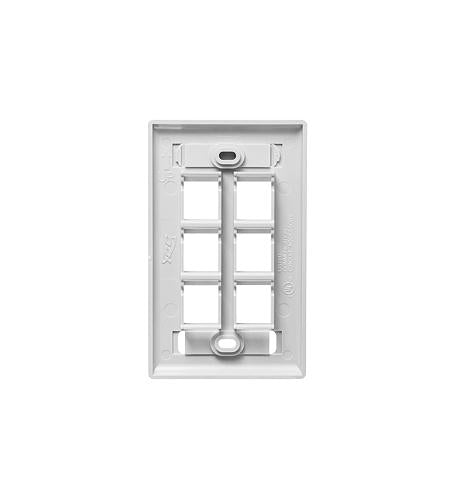 FACEPLATE, ID, 1-GANG, 6-PORT, WHITE