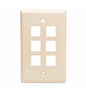 FACEPLATE, FLAT, 1-GANG, 6-PORT, ALMOND