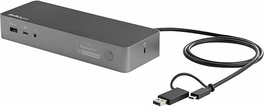 StarTech.com Universal Laptop Docking Station, Hybrid USB-C/USB-A Dock, Dual 4K DP/HDMI, 100W PD, Mac/Windows/Chrome OS, NIC