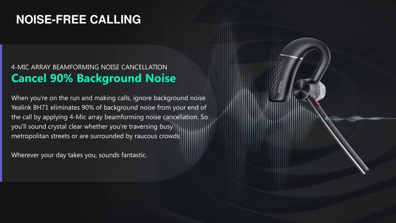 Yealink BH71 Mono Bluetooth Wireless Business Headset