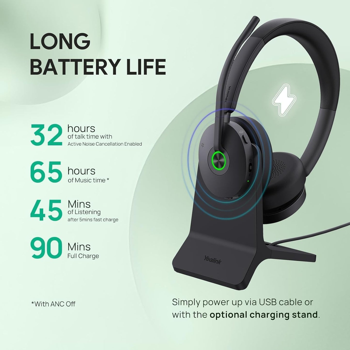 Yealink BH74 UC Wireless Headset with Charging Stand