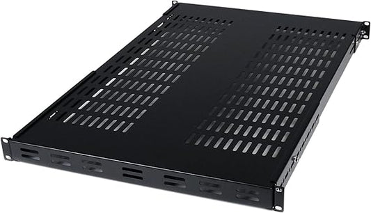 StarTech.com 1U Adjustable Vented Server Rack Mount Shelf - 175lbs - 19.5 to 38in Adjustable Mounting Depth Universal Tray for 19" AV/ Network Equipment Rack - 27.5in Deep , TAA (ADJSHELF)
