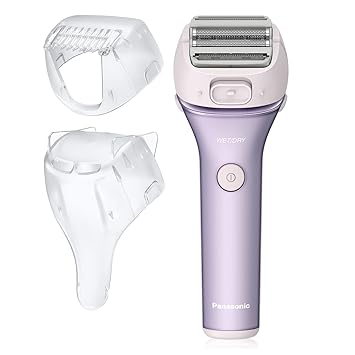 Panasonic Electric Shaver for Women, Cordless 4-Blade Shaver, Bikini Attachment, Pop-Up Trimmer, Wet Dry Operation - ES-AWL8AV (Purple)