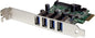 StarTech.com 4-Port PCI Express SuperSpeed USB 3.0 Controller Card with UASP - 5Gbps - USB 3.0 Expansion Card with SATA Power , TAA (PEXUSB3S4V)