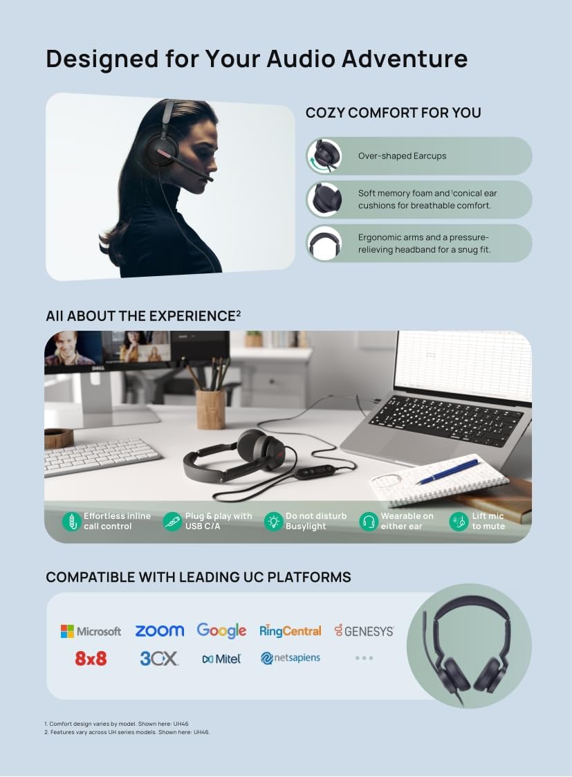 Yealink UH46 Dual Teams USB Wired Stereo Headset