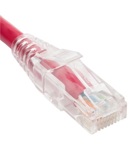 PATCH CORD, CAT6, CLEAR BOOT, 10' RED