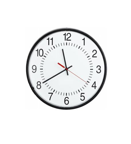 16in Rnd Wired Analog Clock, Black, Sur