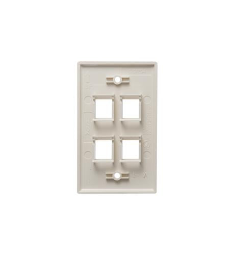 FACEPLATE, FLAT, 1-GANG, 4-PORT, IVORY